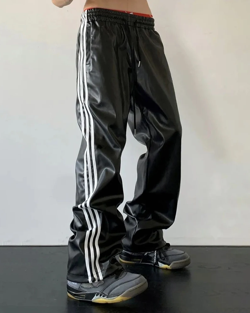 Leather sweatpants mens sale