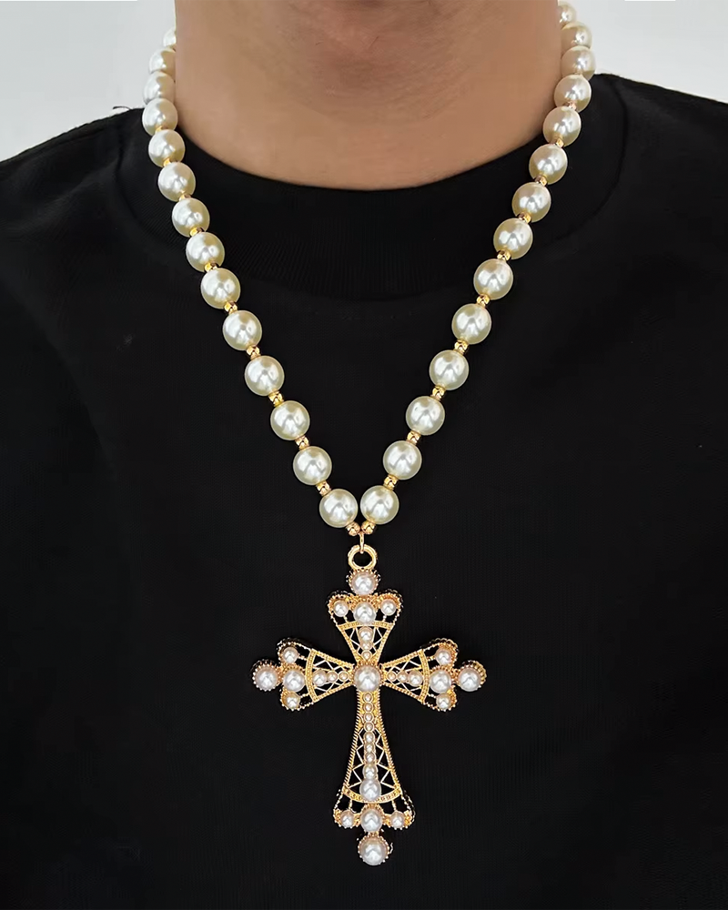 Bead Necklace Cross