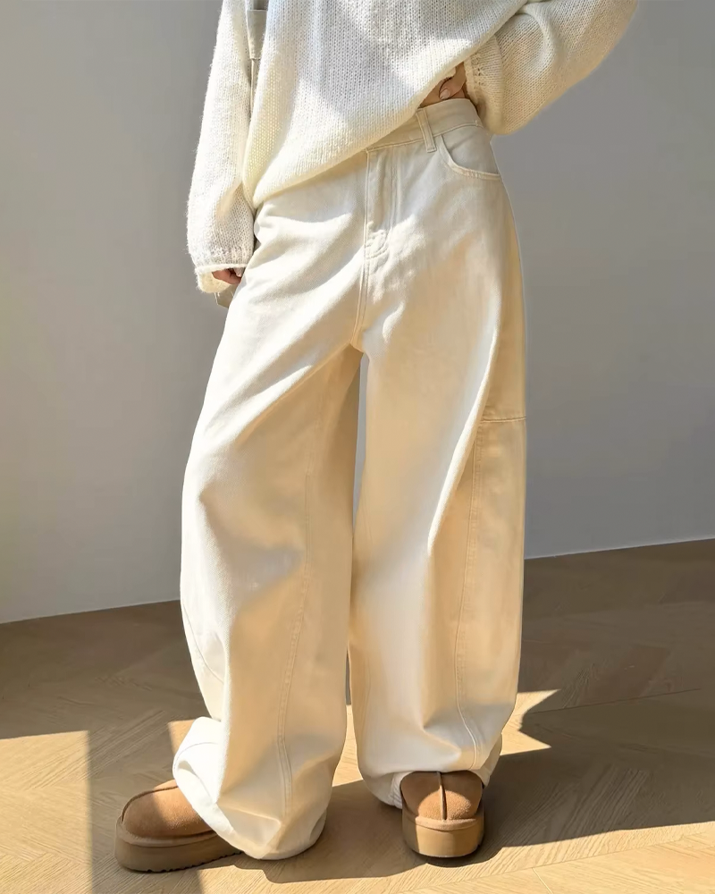 Beige Baggy Jeans