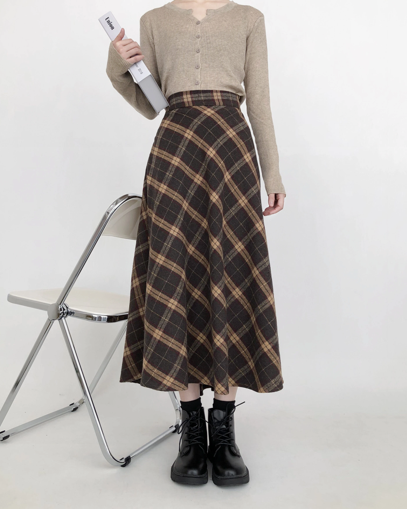 Midi Plaid Skirt