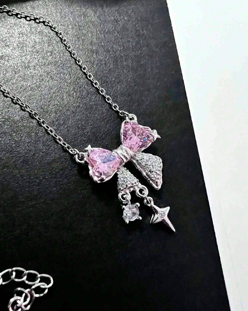 Pink Bow Necklace