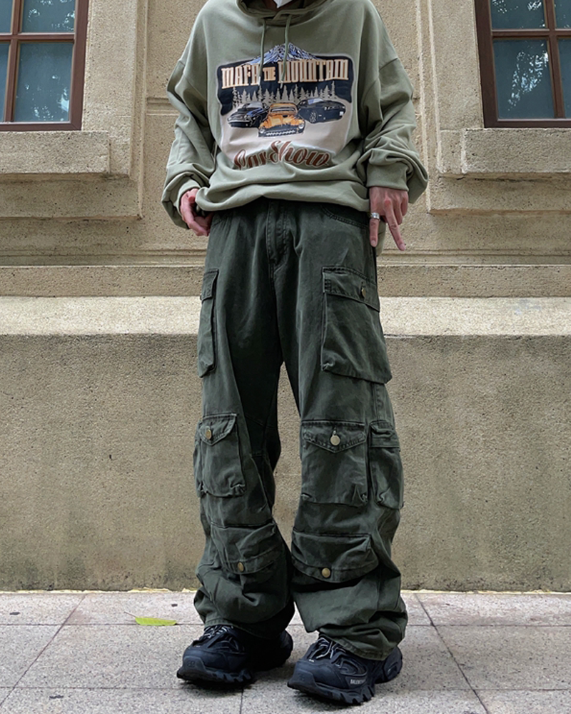 Baggy Green Cargo Pants Y2K Wave