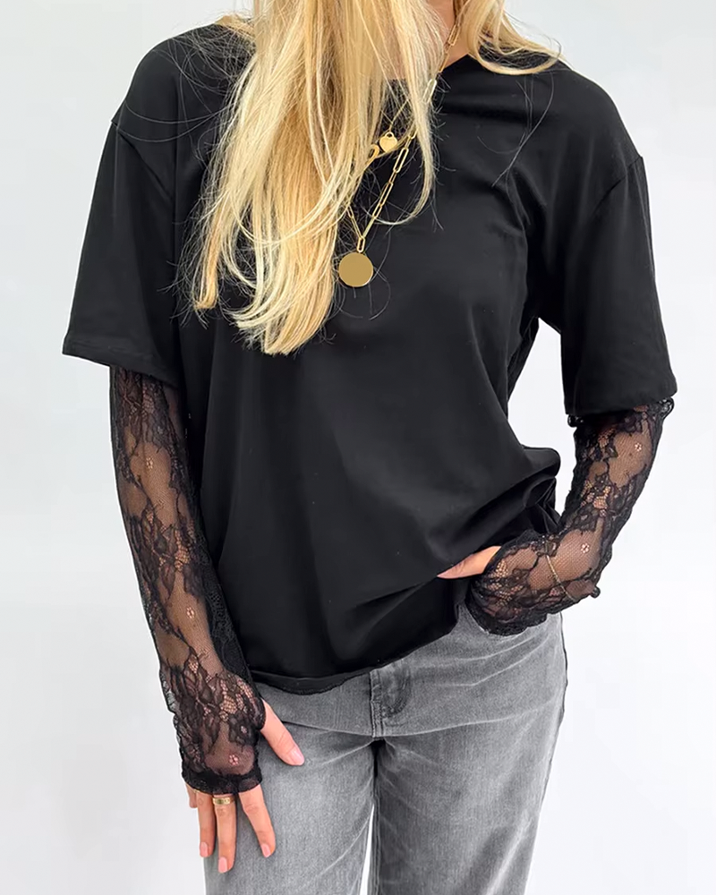 T Shirt Lace Sleeves