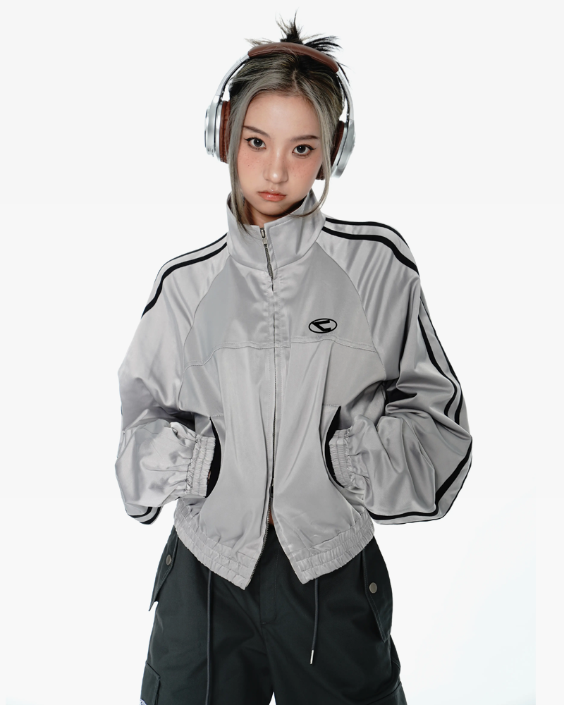 Silver Track Jacket Y2K Wave