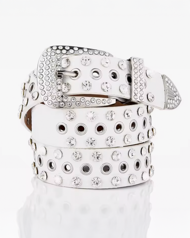 White Rhinestone Belt