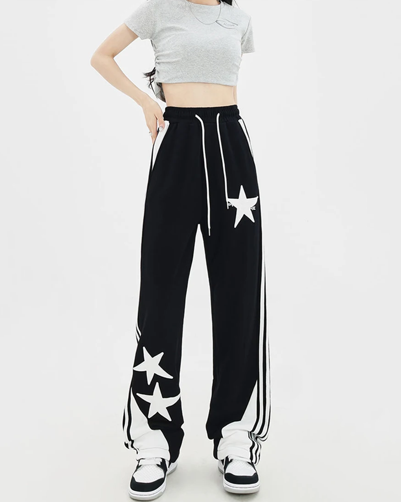 Sweatpants With Stars Y2K Wave