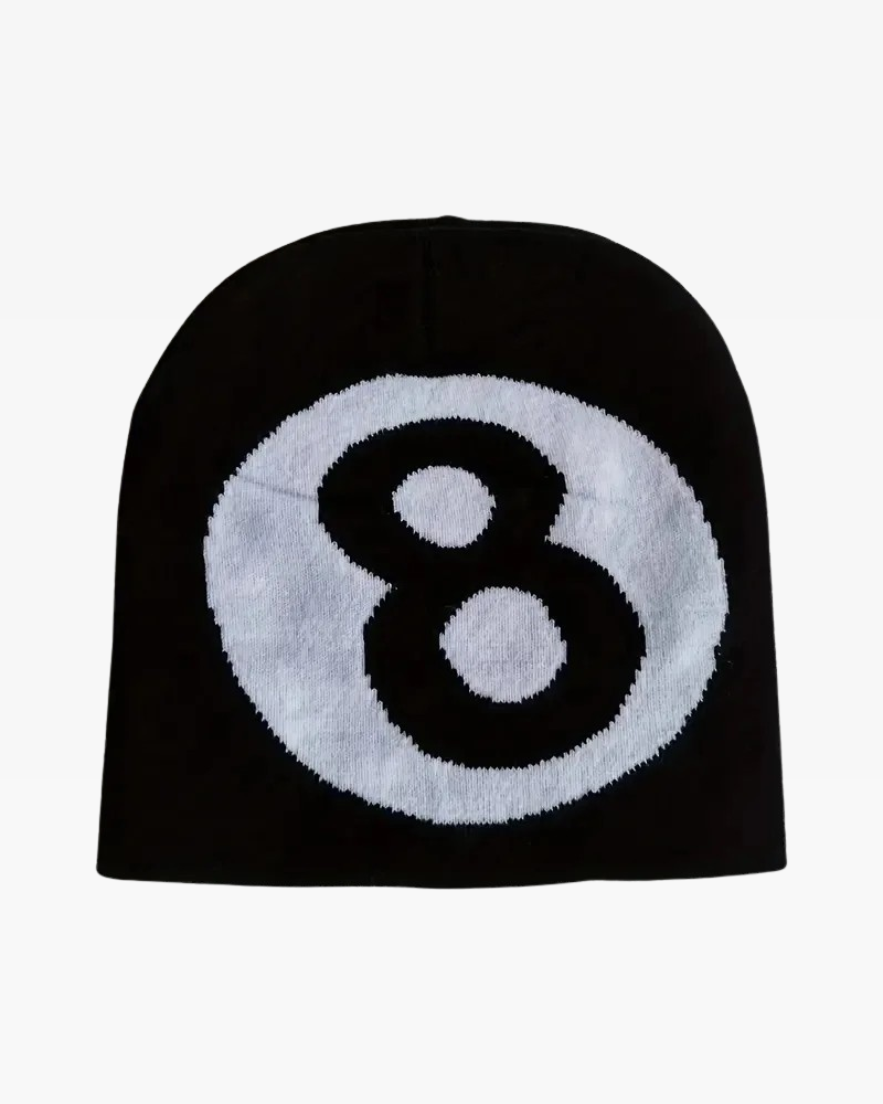 Black beanie hat with ball sales