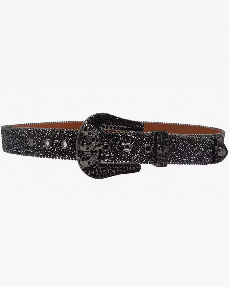 Black Rhinestone Western Belt