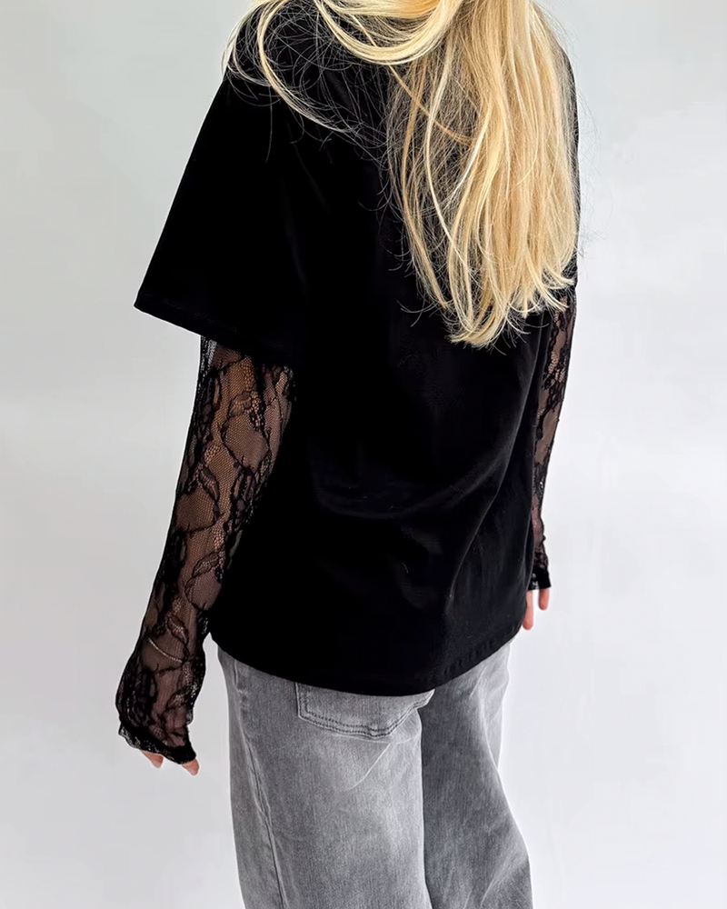 T Shirt Lace Sleeves