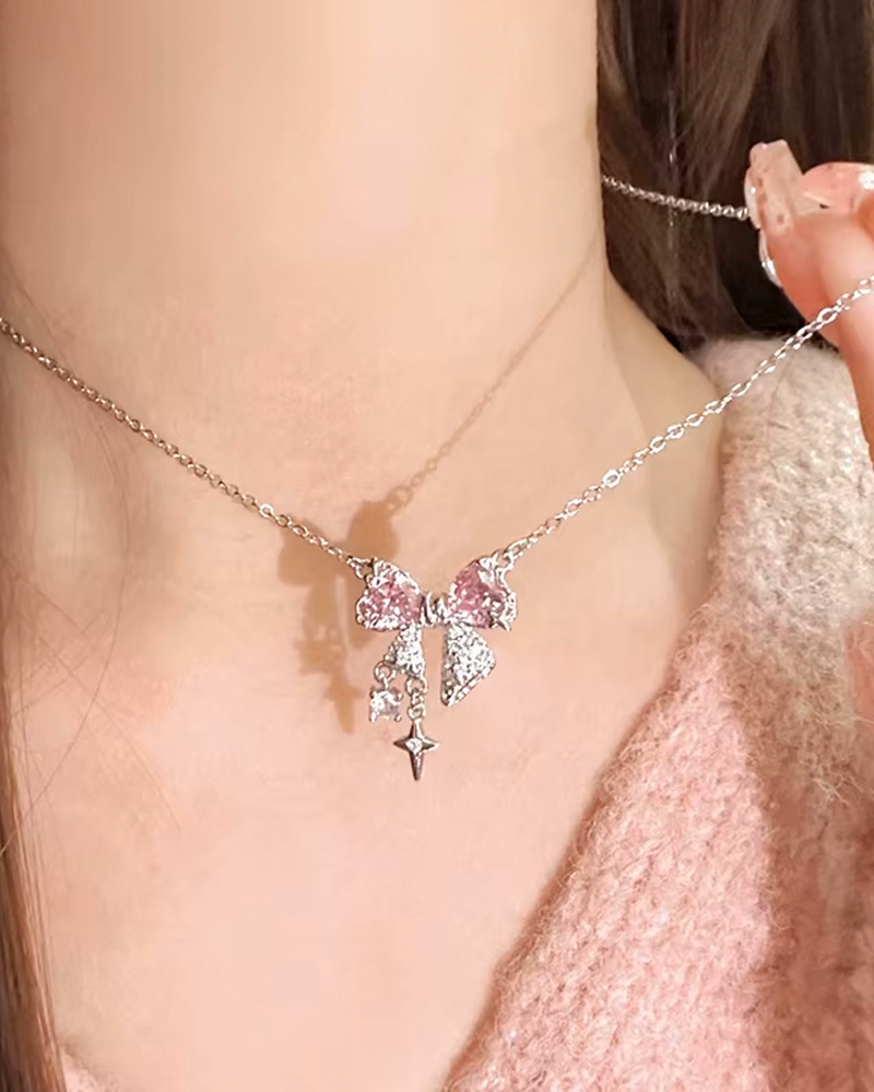 Pink Bow Necklace