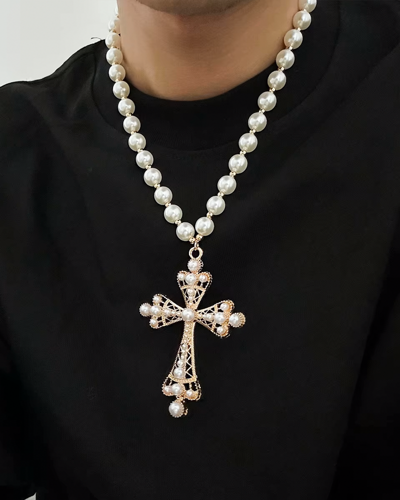 Bead Necklace Cross