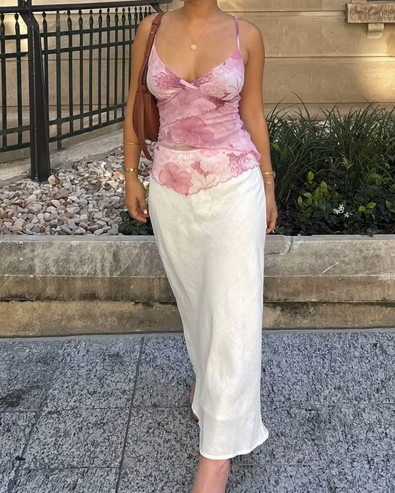 Pink Floral Sleeveless Top