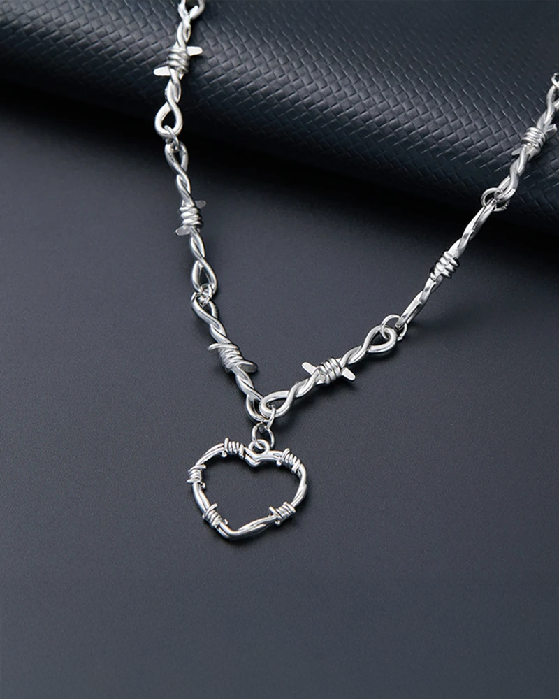 Barbed Wire Heart Necklace