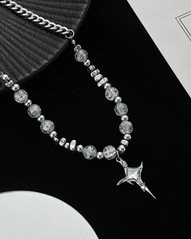 Silver Cross Necklace Y2K