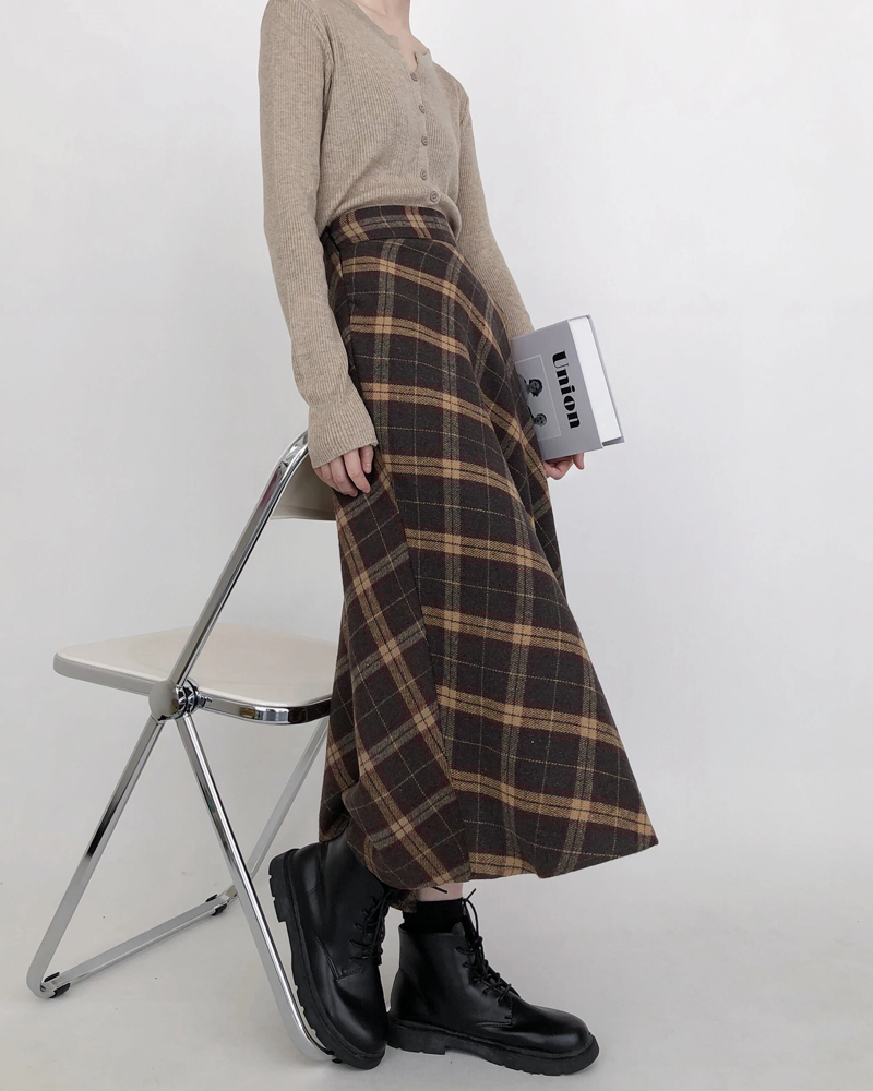 Midi Plaid Skirt
