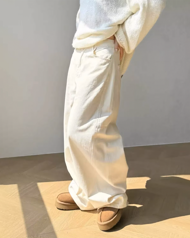 Beige Baggy Jeans