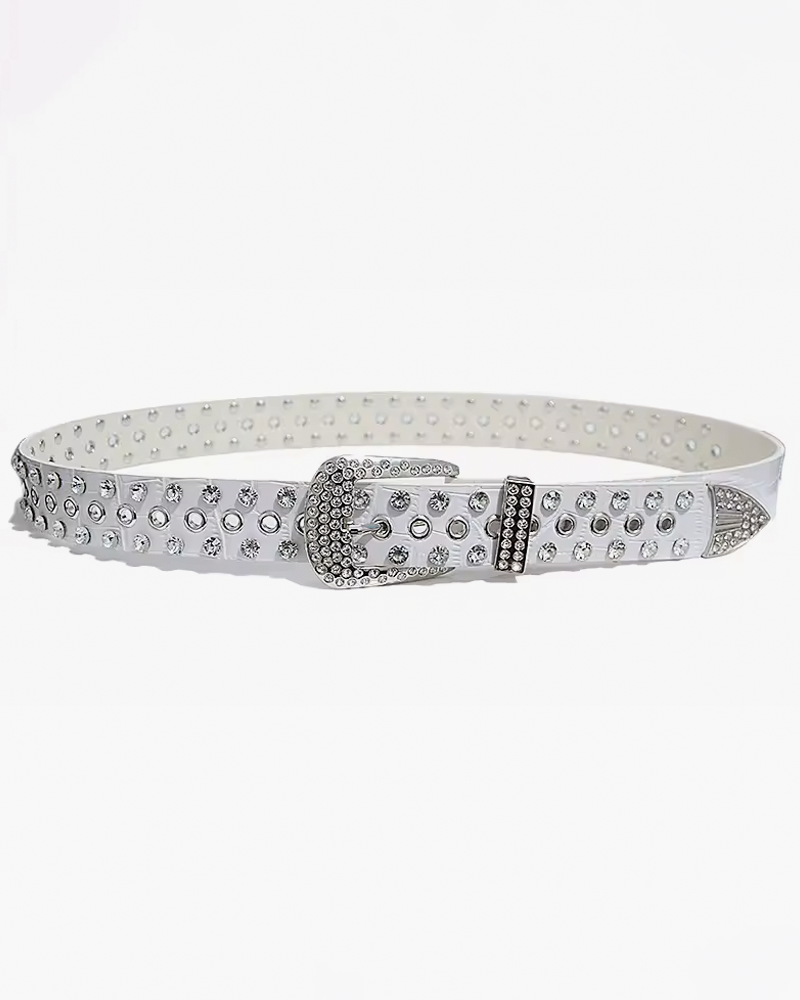 White Rhinestone Belt