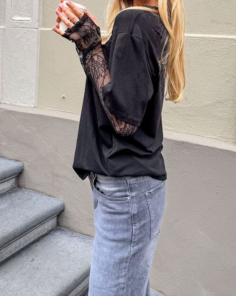 T Shirt Lace Sleeves
