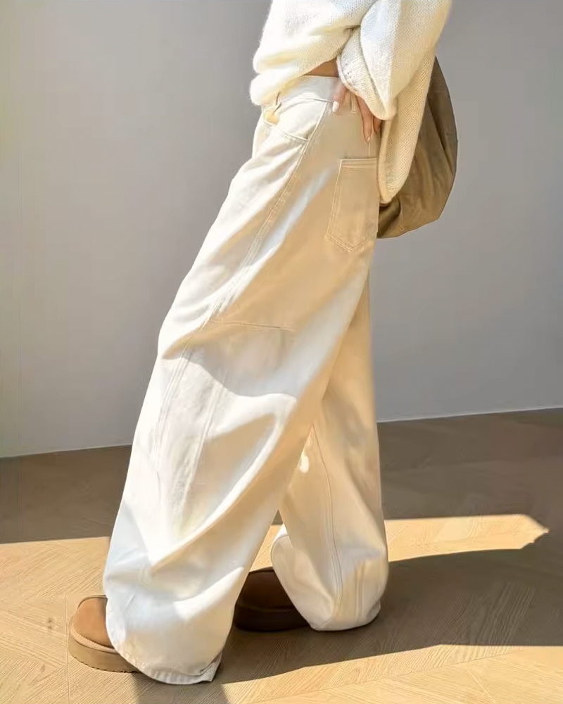 Beige Baggy Jeans