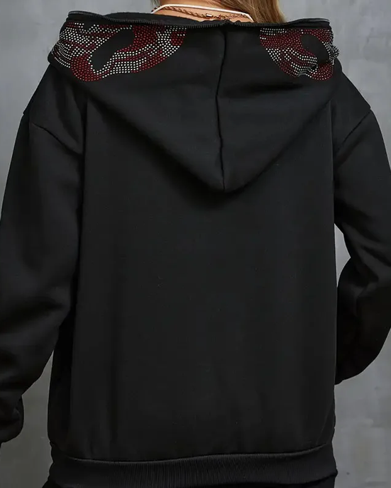 Black Rhinestone Hoodie