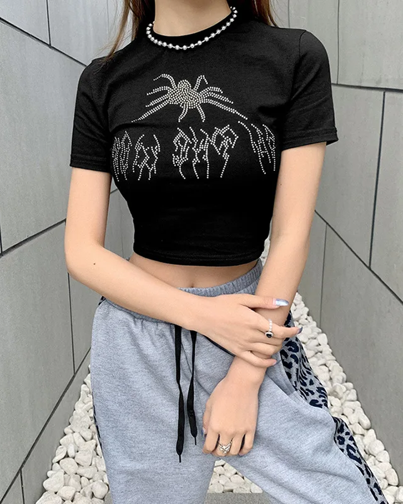 Crop Top With Rhinestones