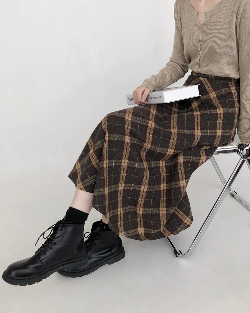Midi Plaid Skirt