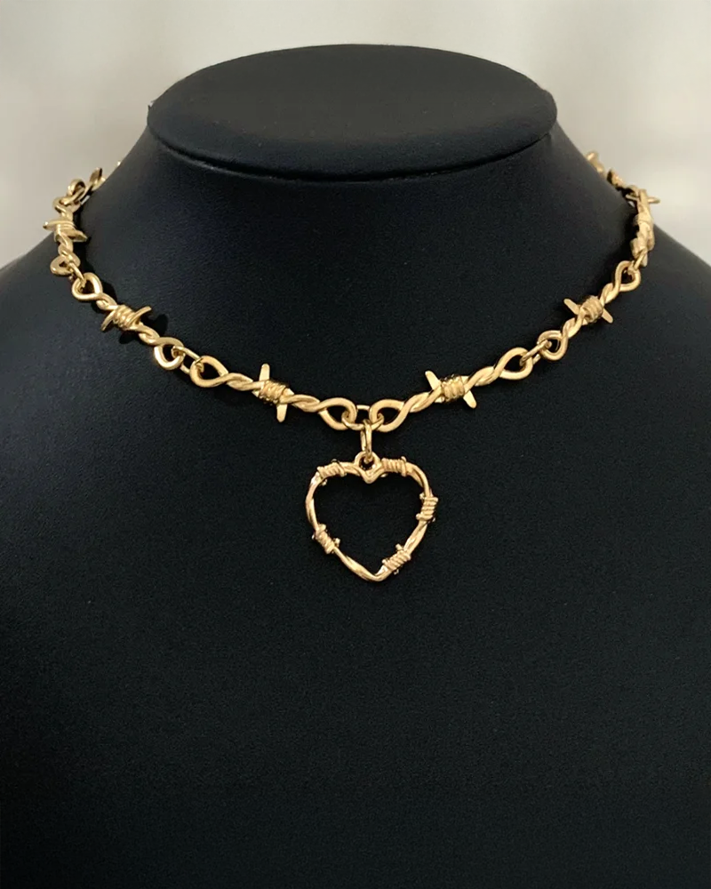 Barbed Wire Heart Necklace