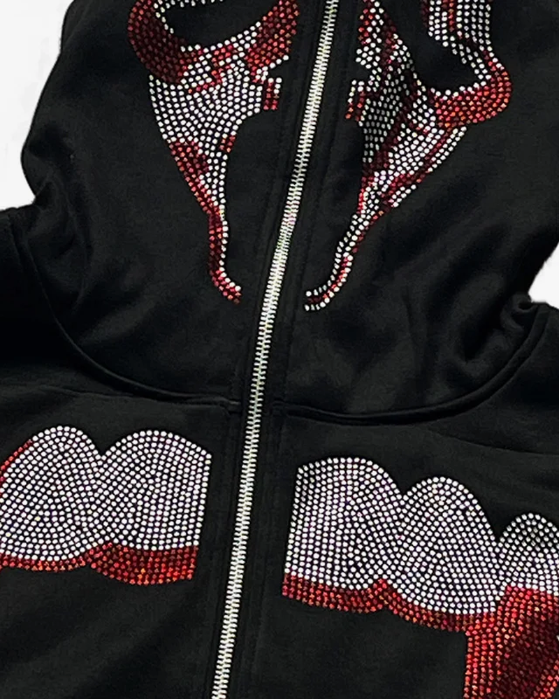Black Rhinestone Hoodie