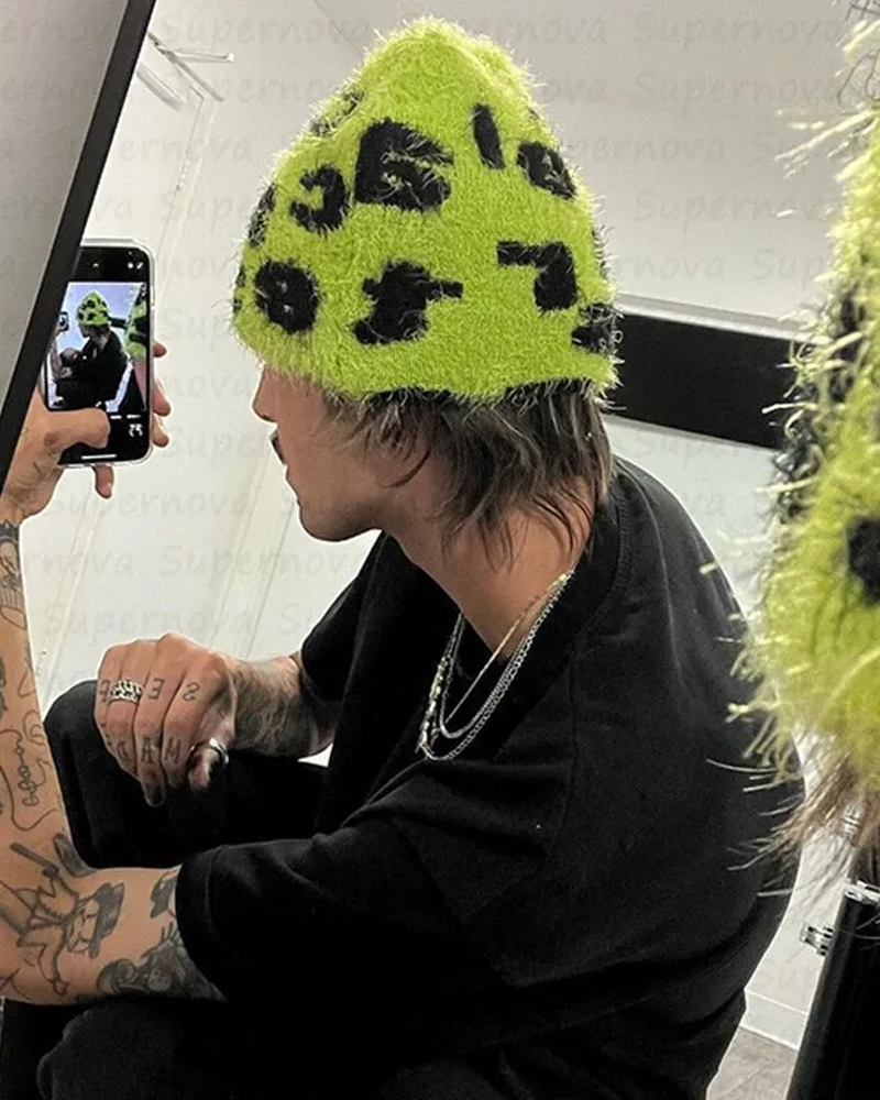 Green Y2K Beanie