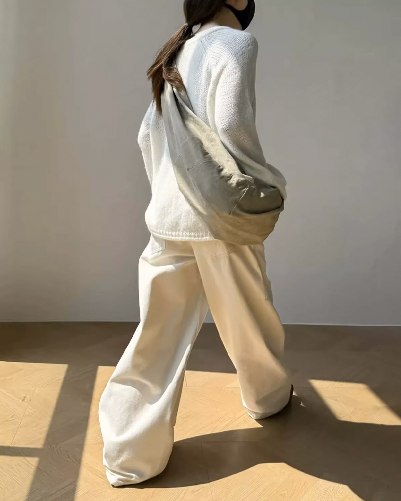 Beige Baggy Jeans