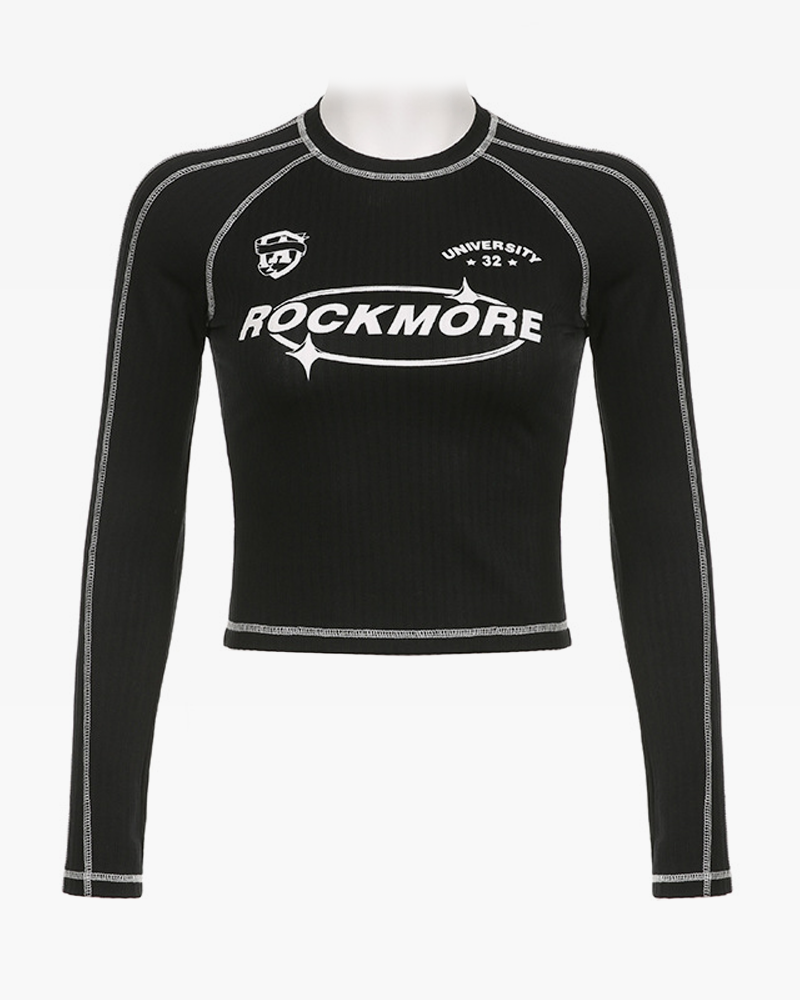 Long Sleeve Cropped Black Top