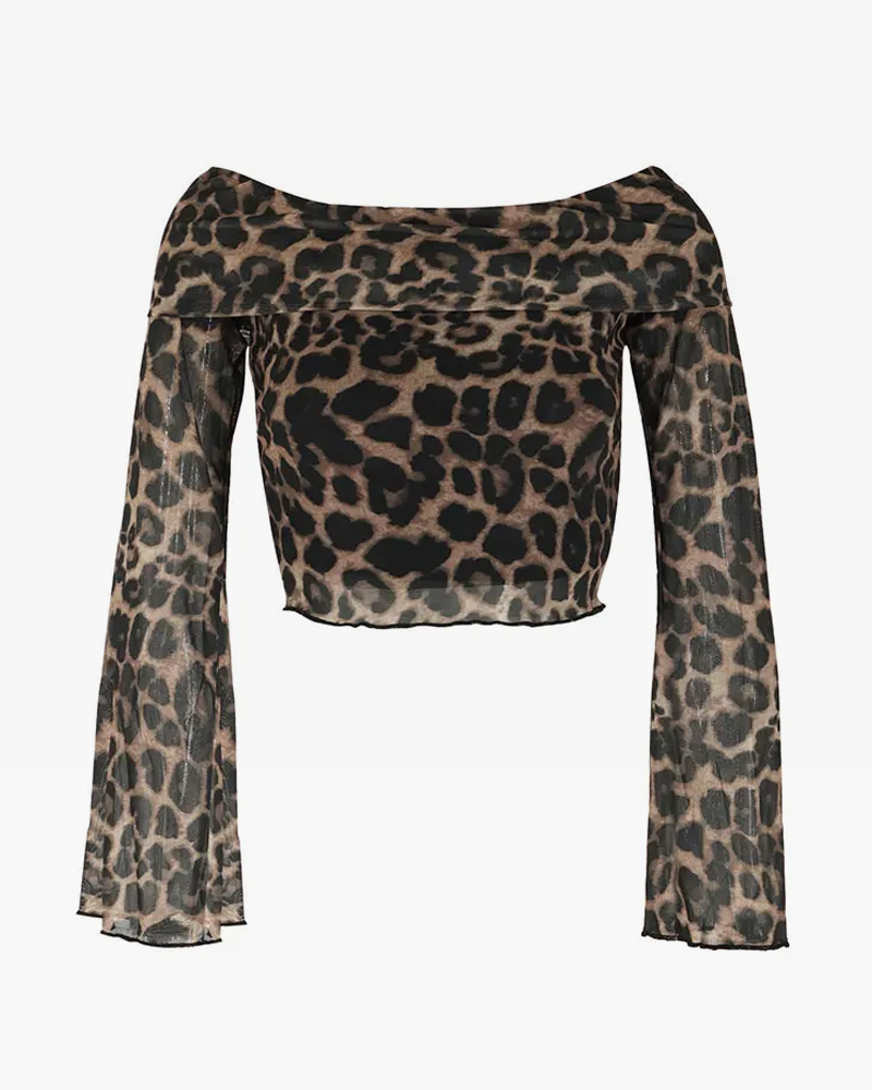 Leopard Print Off The Shoulder Top