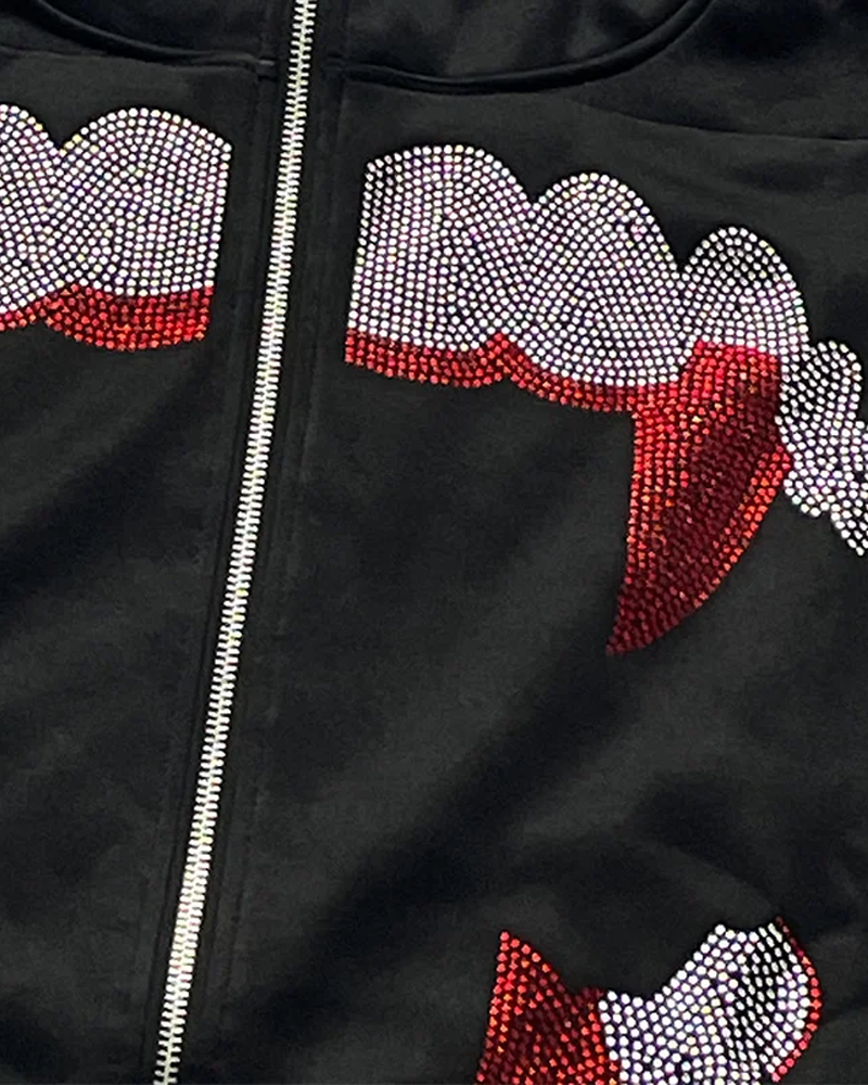 Black Rhinestone Hoodie