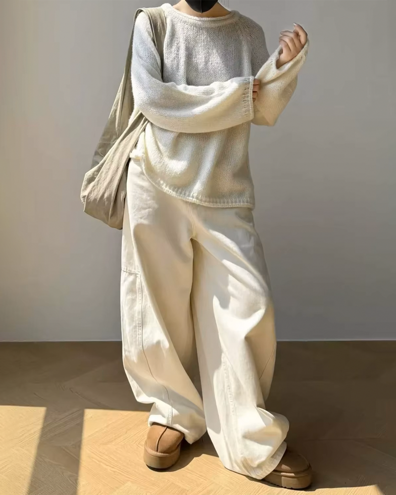Beige Baggy Jeans