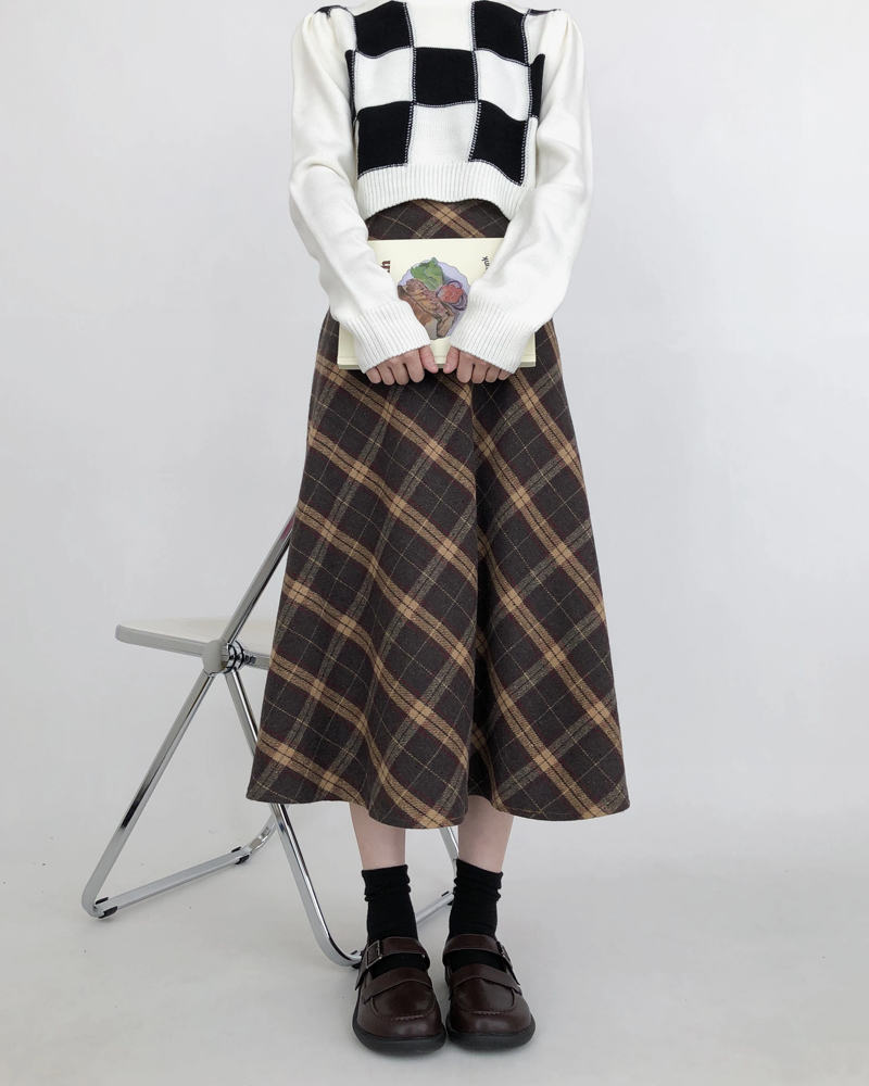 Midi Plaid Skirt