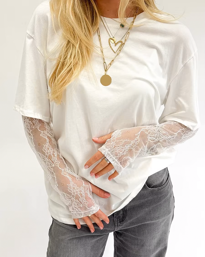 T Shirt Lace Sleeves