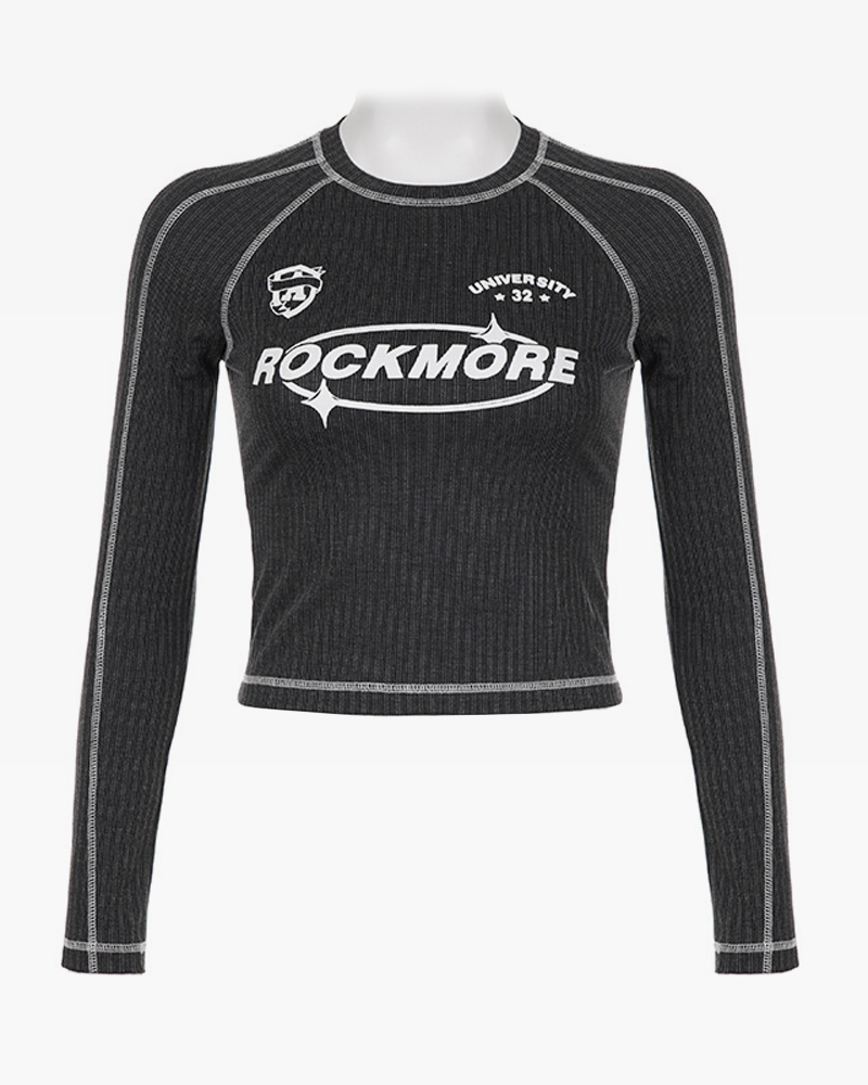 Long Sleeve Cropped Black Top