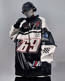 Faux Leather Racer Jacket | Y2K Wave Faux Leather Racer Jacket | Y2K Wave