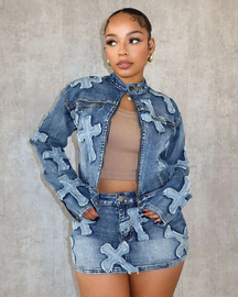 Denim Mini Skirt Set