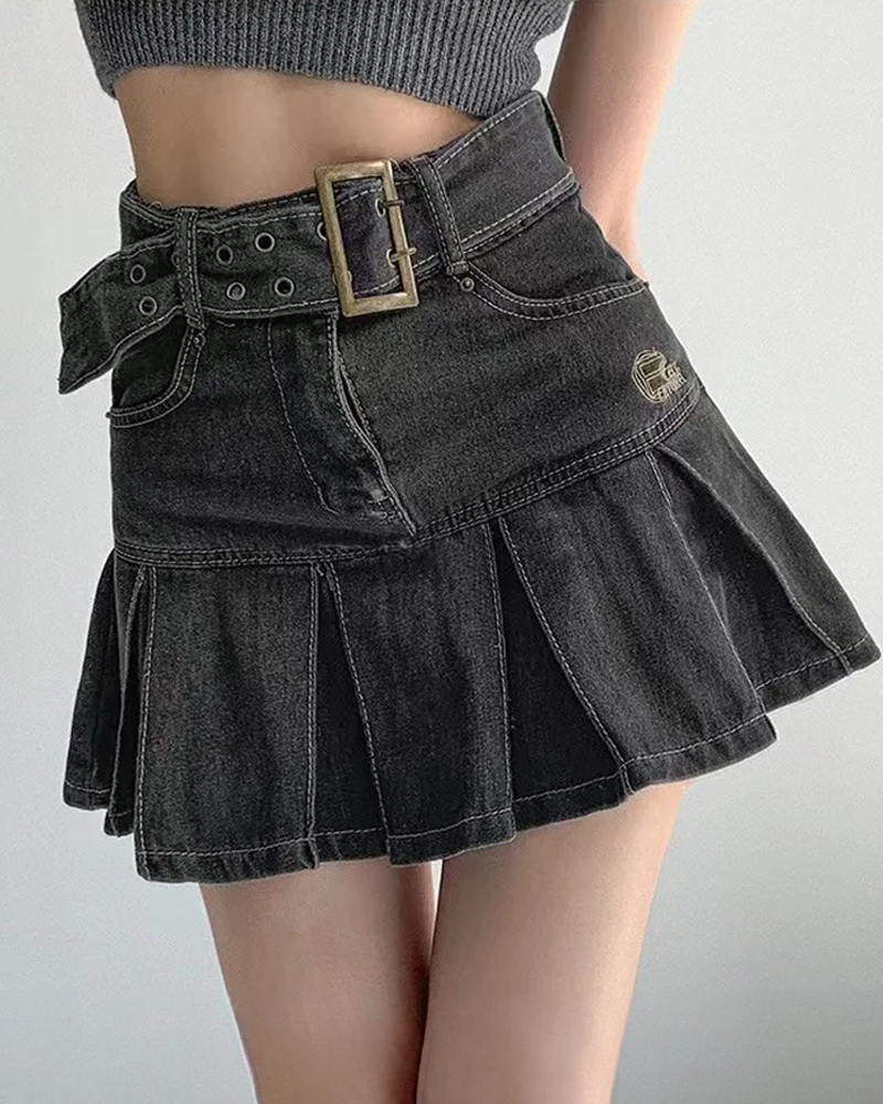 Gray Denim Skirt