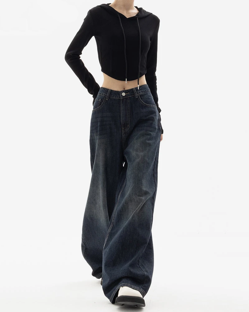 Dark Blue Baggy Jeans Y2K Wave — free download