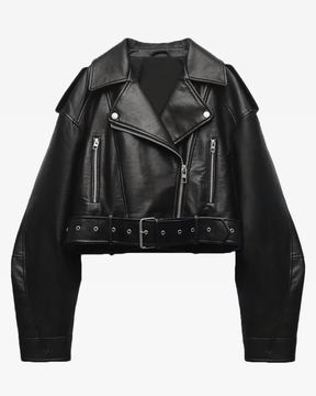 Cropped Leather Jacket Womens