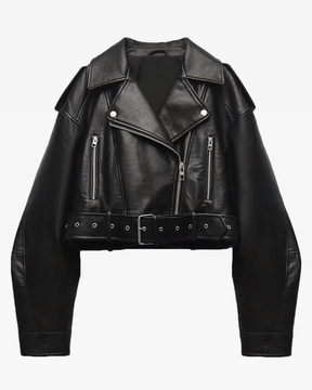 Cropped Leather Jacket Womens | Y2K Wave Cropped Leather Jacket Womens | Y2K Wave