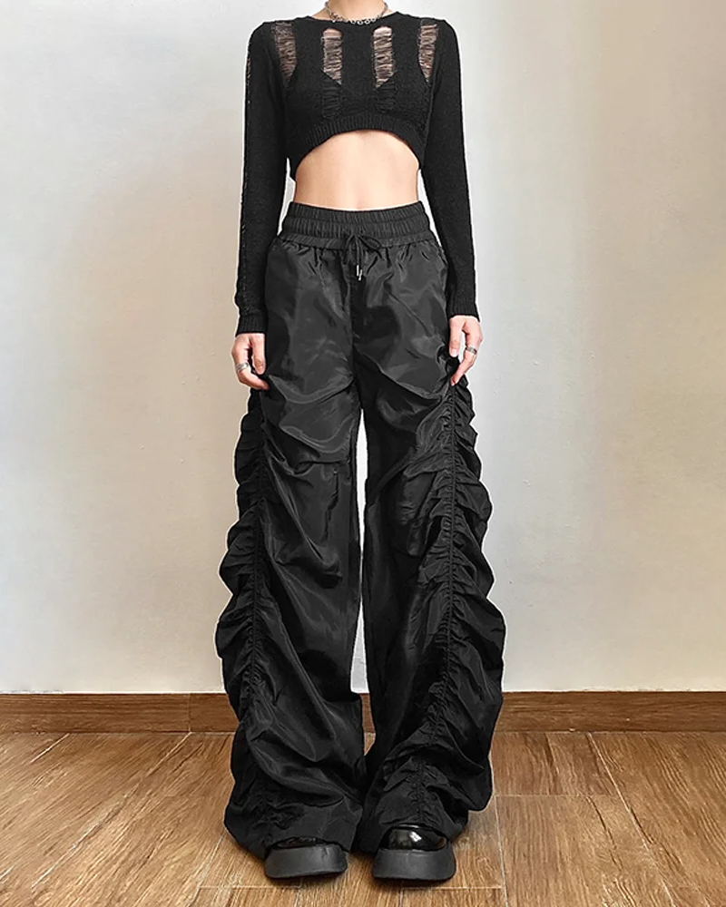 Black Parachute Pants Womens