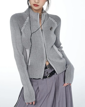 Grey Zip Up Cardigan Womens