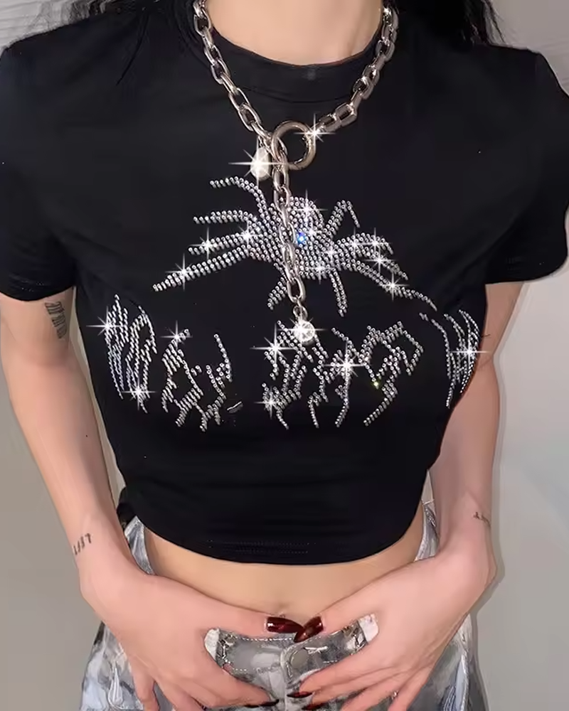 Crop Top With Rhinestones