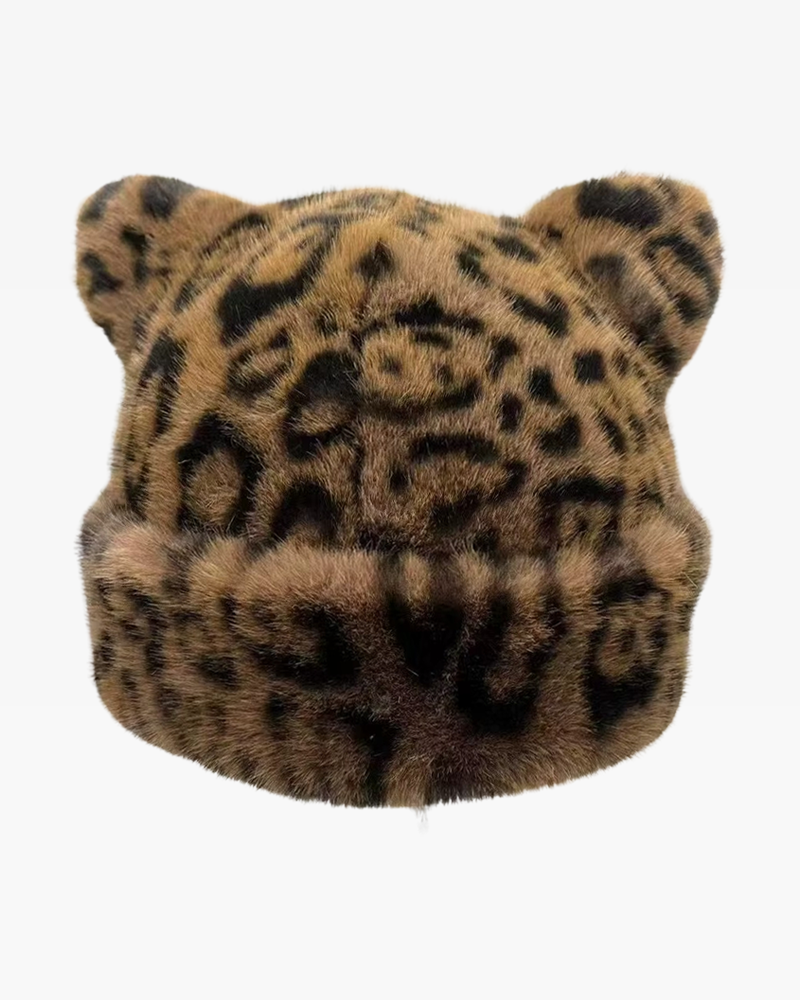 Womens Leopard Beanie