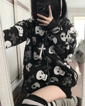 Skull Zip Up Hoodie