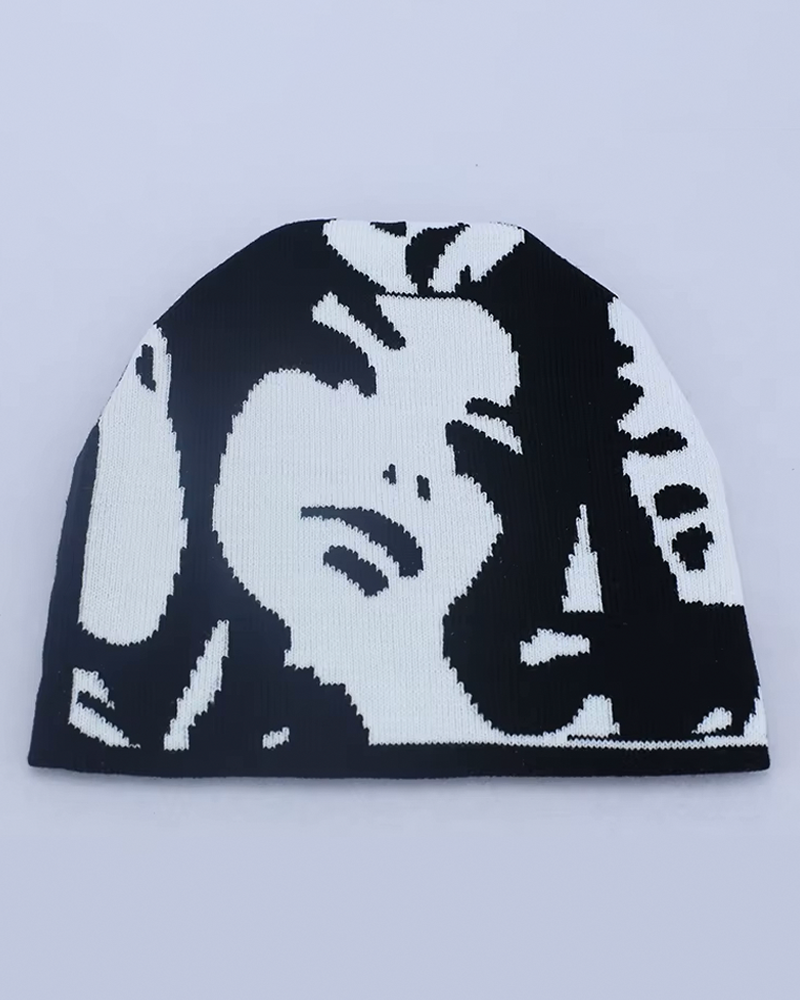 Y2K Black Beanie