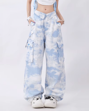 Blue And White Tie Dye Pants